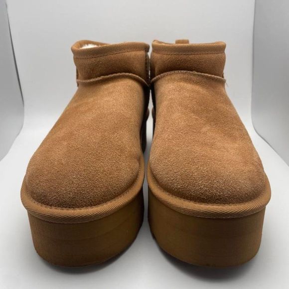 CUSHIONAIRE Women's COZY Genuine Suede pull on platform boot CHESTNUT 9 - Picture 3 of 6